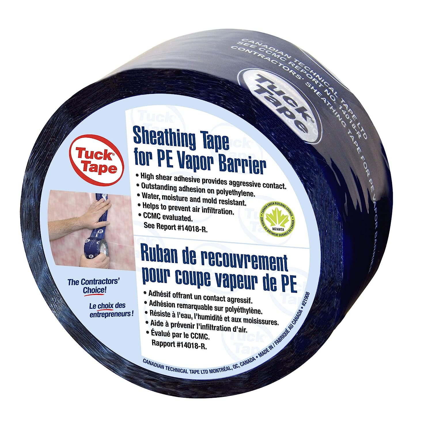 230527223021415_1 Tuck Tape Construction Sheathing Tape, Vapor Barrier PE Tape, Epoxy Resin Tape, 2.4 in x 180 ft (Blue) - Image 1